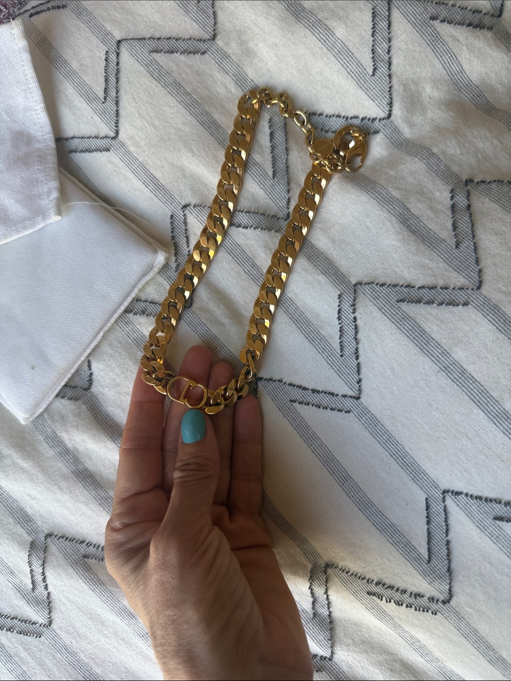 CHRISTIAN DIOR Danseuse Etoile Chain Choker Necklace Gold - Picture 13 of 17
